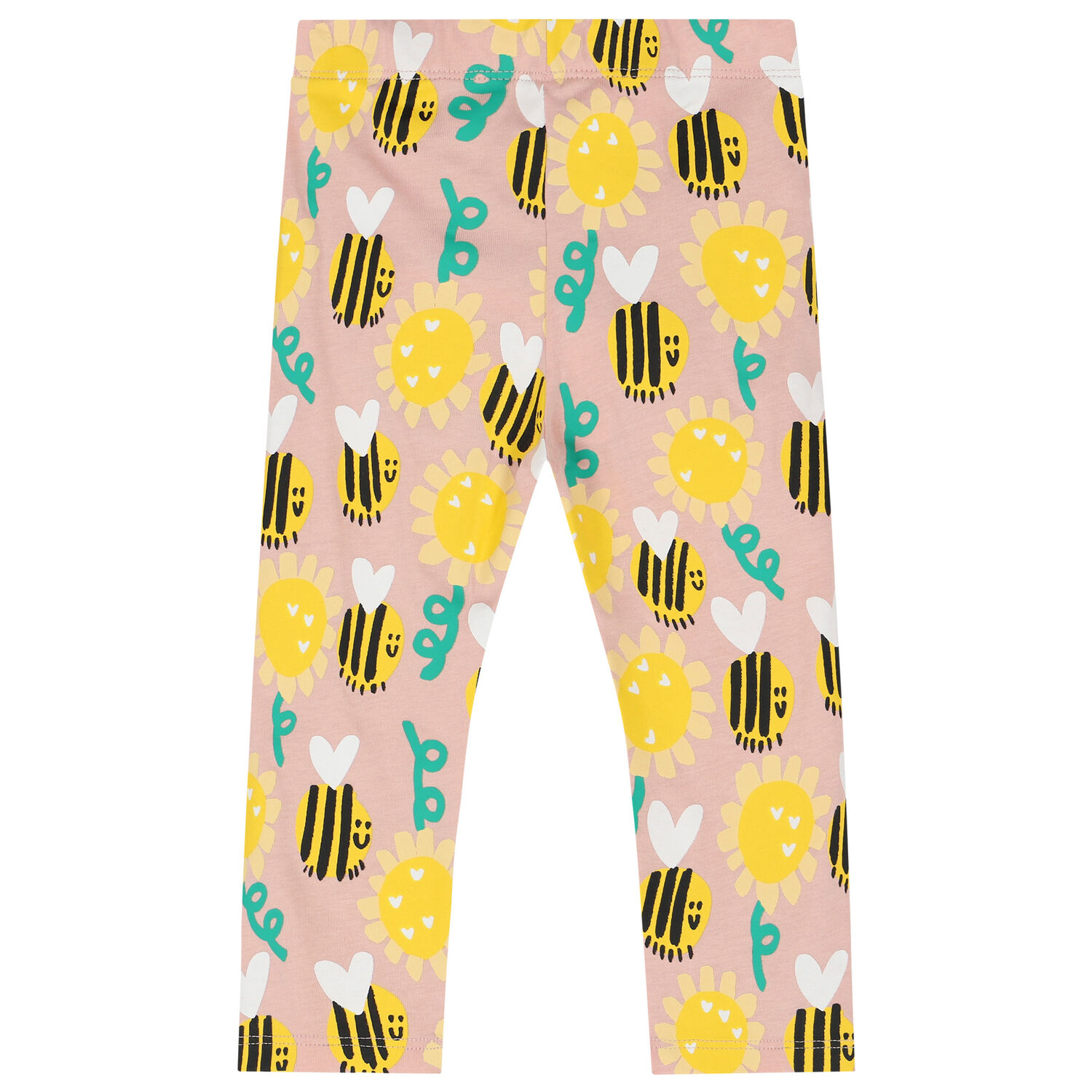Younger Girls Pink Bee's & Floral Leggings, 1, hi-res